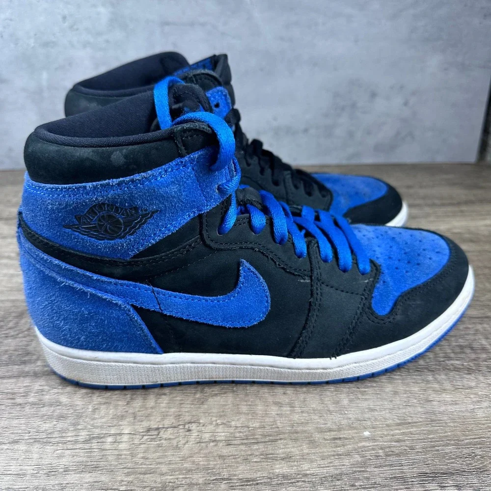 Nike~Men's~Air Jordan 1 Retro OG High Royal Reimagined Suede Sneakers~Size 8‎